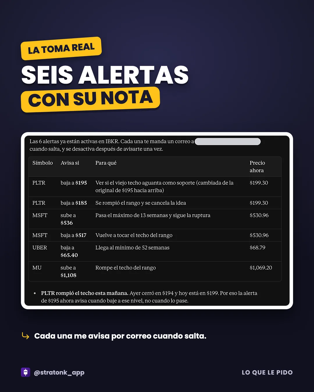 Página 13 de la guía: Seis alertas con su nota